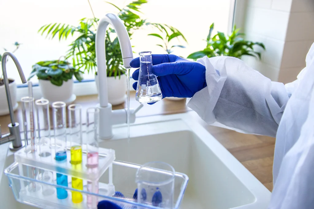 Well water samples collected for coliform and E. coli bacteria testing in Southwestern Pennsylvania