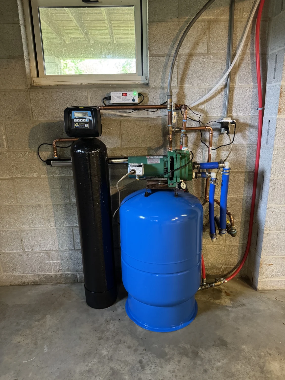 Whole-house sediment filtration system with ultraviolet (UV) water disinfection protecting a private well in Southwestern Pennsylvania.