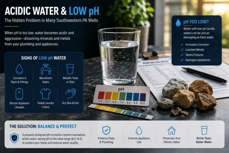 Acidic water and low pH warning guide for Southwestern Pennsylvania private wells