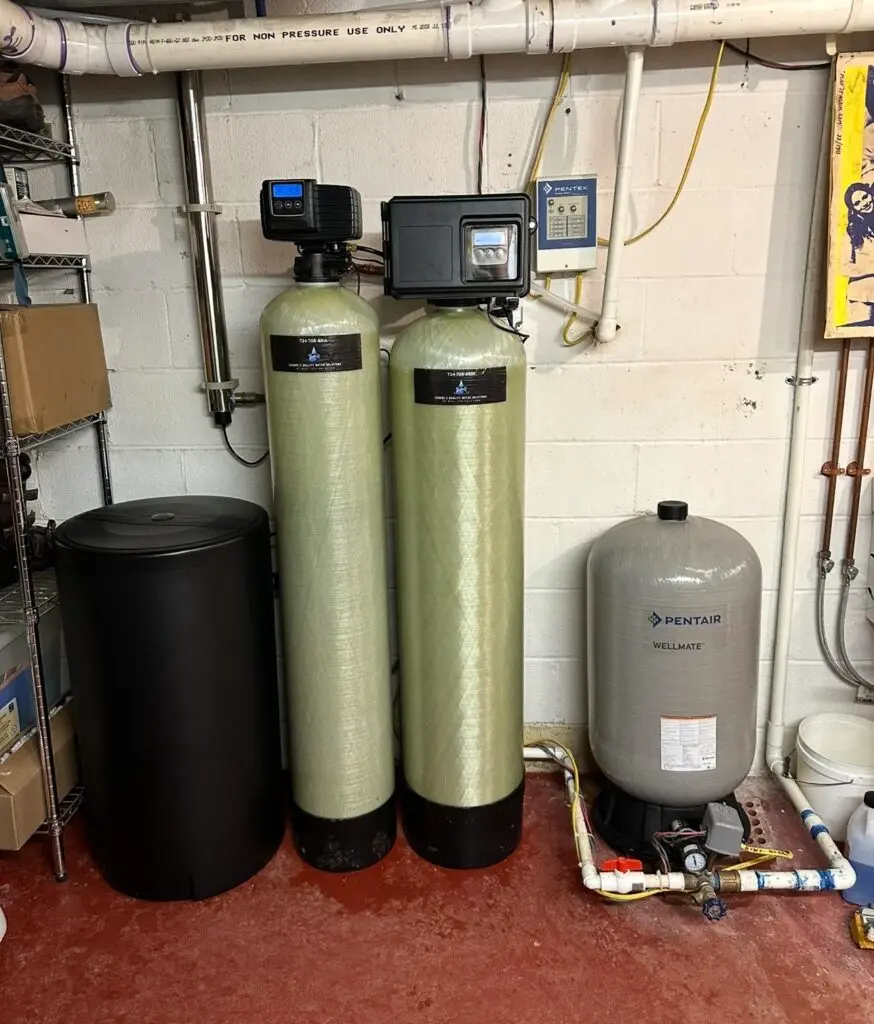 Custom whole-home well water treatment system installed after testing found bacteria, iron, manganese and hard water in Boswell, Pennsylvania