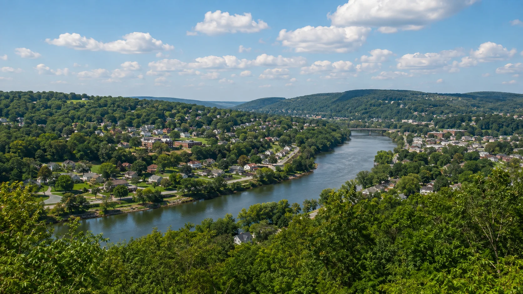 Rolling hills, farmland and residential communities across Butler County, Pennsylvania.