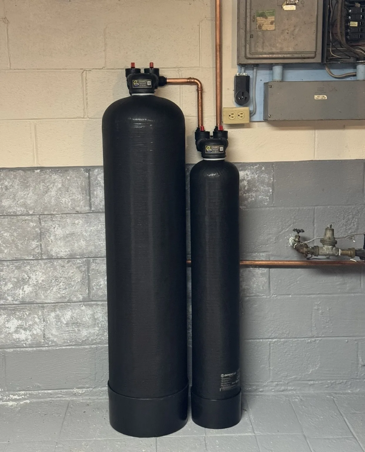 Two-stage whole-house city water filtration system installed in Westmoreland County, Pennsylvania