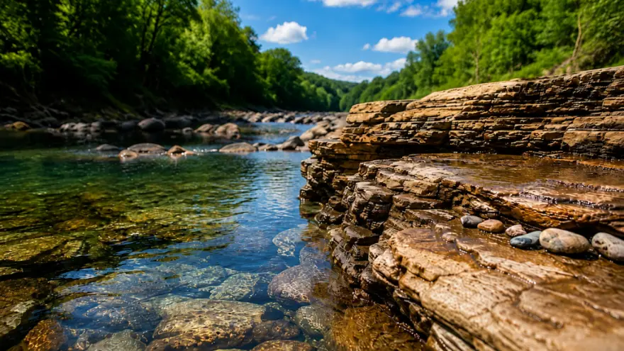 Southwestern Pennsylvania bedrock cross-section showing limestone and shale that make water hard